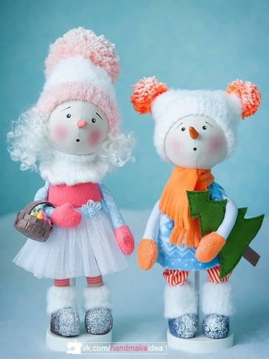Muñecos de nieve modernos en tela con patrón