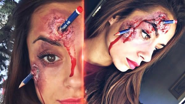 Tutorial maquillaje halloween lápiz clavado