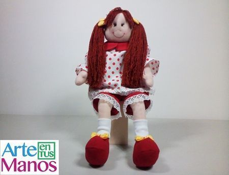 DIY+Patrones para hacer una muñeca de trapo con coletas DIY+Patrones para hacer una muñeca de trapo con coletas