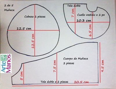 DIY+Patrones para hacer una muñeca de trapo con coletas 4 DIY+Patrones para hacer una muñeca de trapo con coletas 4