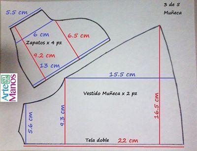 DIY+Patrones para hacer una muñeca de trapo con coletas 5 DIY+Patrones para hacer una muñeca de trapo con coletas 5