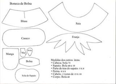 Patrones para hacer una fofucha con bolso y falda 2 Patrones para hacer una fofucha con bolso y falda 2