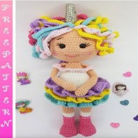 Patrón gratis muñeca unicornio en amigurumi