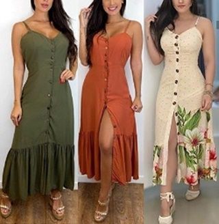 Vestido camisero con volante y tirantes finos Vestido camisero con volante y tirantes finos